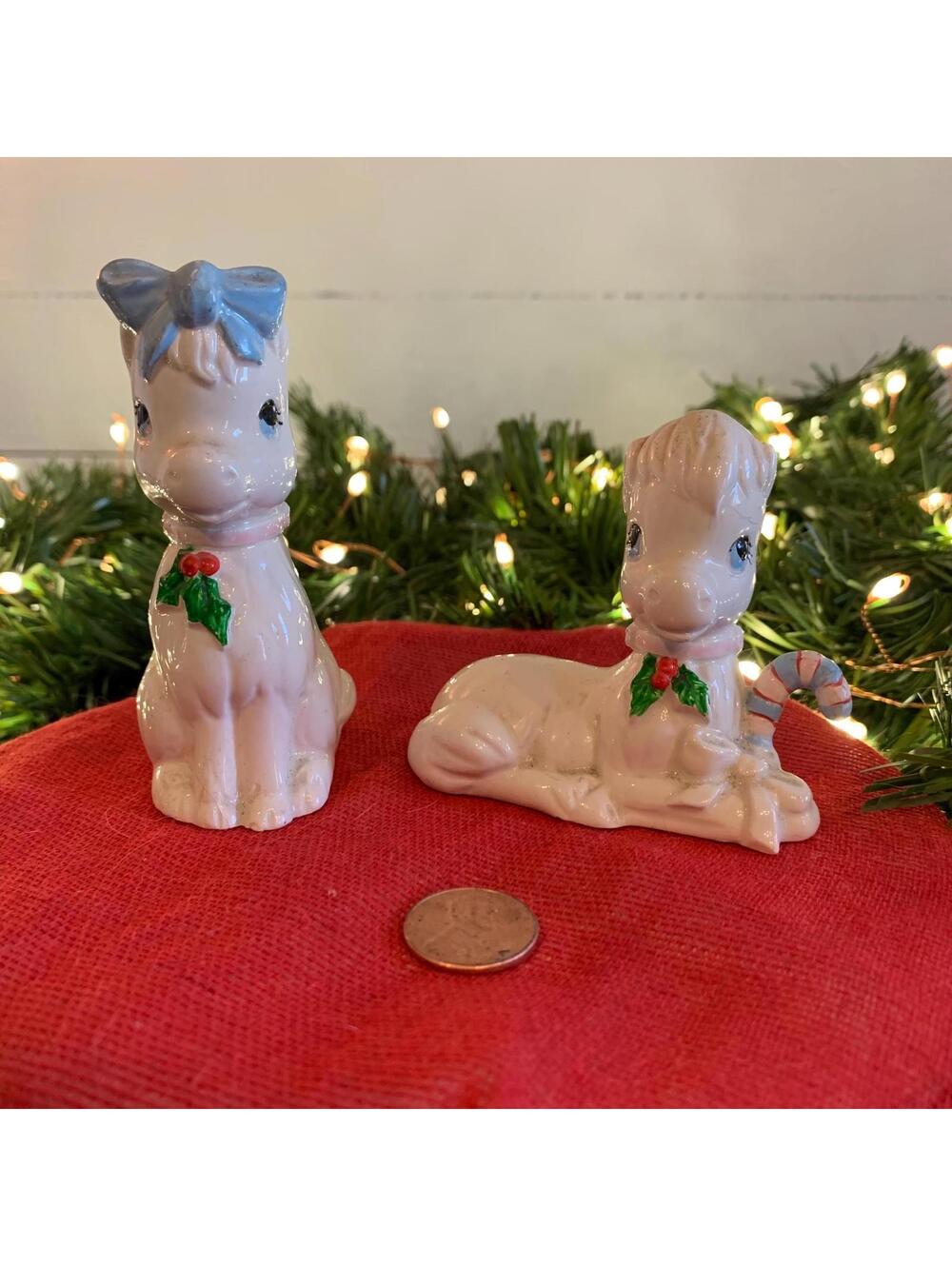 Vintage Christmas Pony Figurines